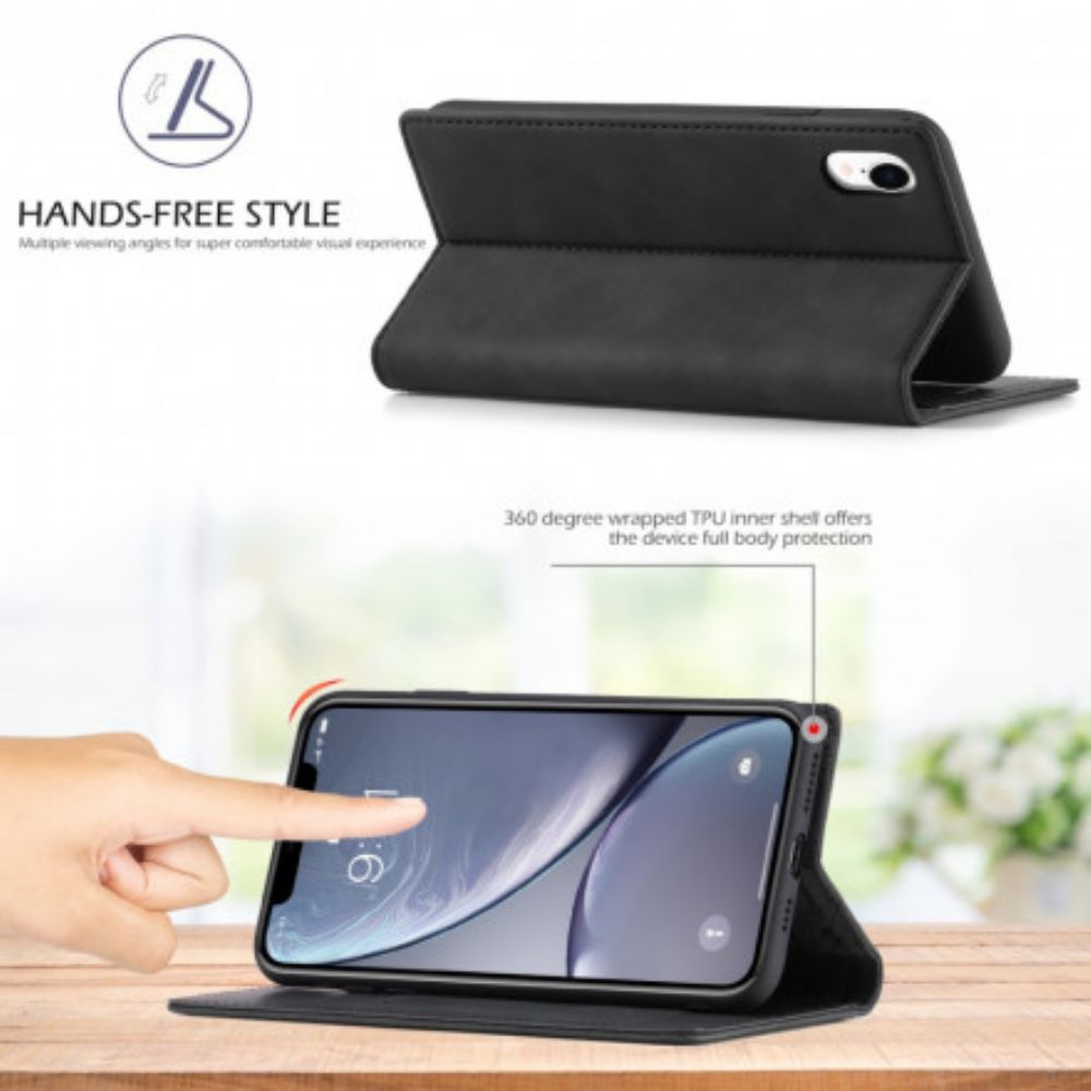Bescherming Hoesje voor iPhone XR Folio-hoesje Lc.imeeke Leereffect