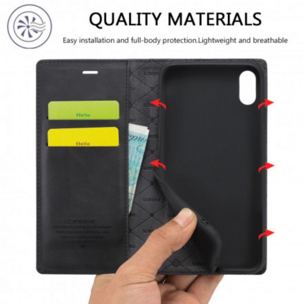 Bescherming Hoesje voor iPhone XR Folio-hoesje Lc.imeeke Leereffect