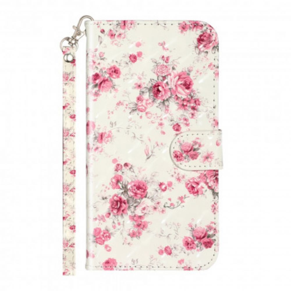 Folio-hoesje voor iPhone XR Met Ketting Bloemen Lichtvlekken Met Riem