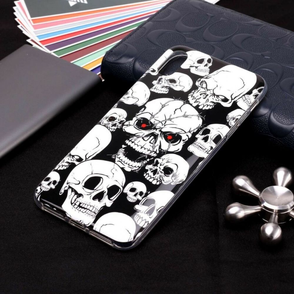 Hoesje voor iPhone XR Pas Op Voor Fluorescerende Schedels