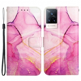 Folio-hoesje voor Vivo V21 5G Marmer Met Riem