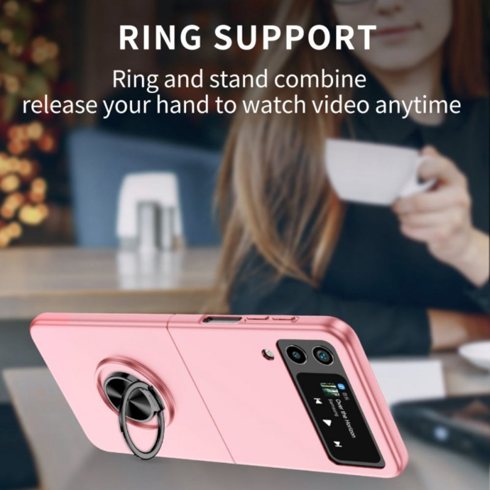 Telefoonhoesje voor Samsung Galaxy Z Flip 4 Folio-hoesje Draaiende Ring