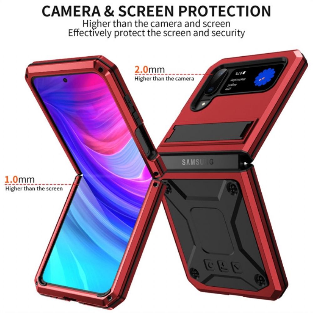 Telefoonhoesje voor Samsung Galaxy Z Flip 4 Folio-hoesje Metaal En Handsfree Ondersteuning