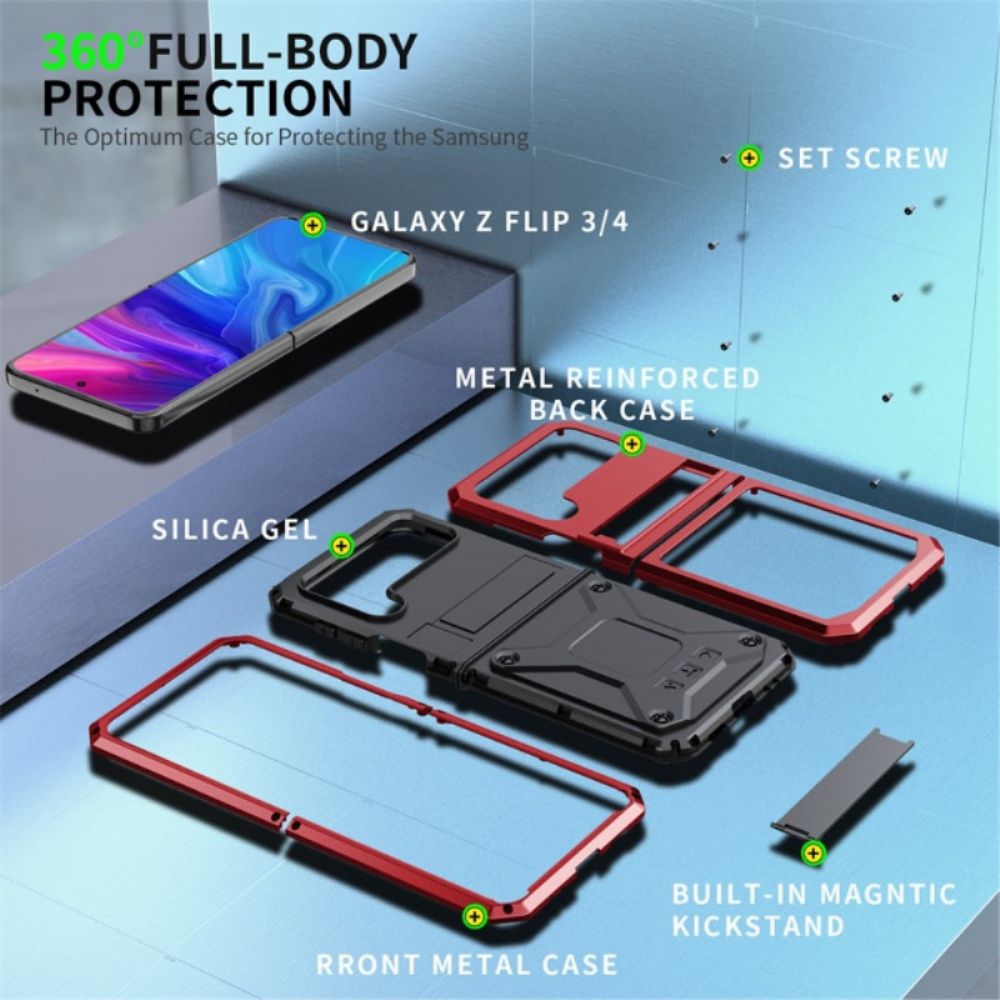 Telefoonhoesje voor Samsung Galaxy Z Flip 4 Folio-hoesje Metaal En Handsfree Ondersteuning