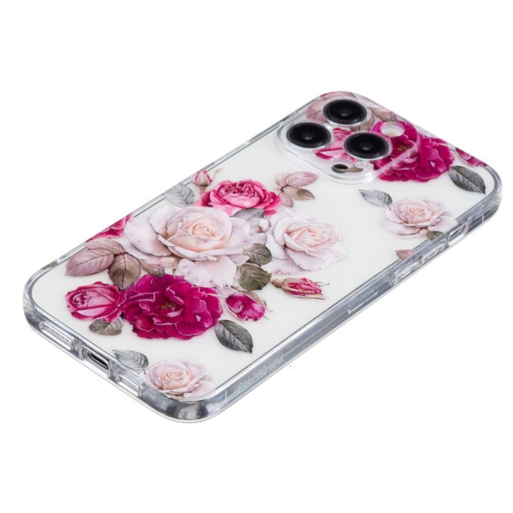 Cover Hoesje iPhone 16 Pro Max Telefoonhoesje Kleurrijke Pioenrozen