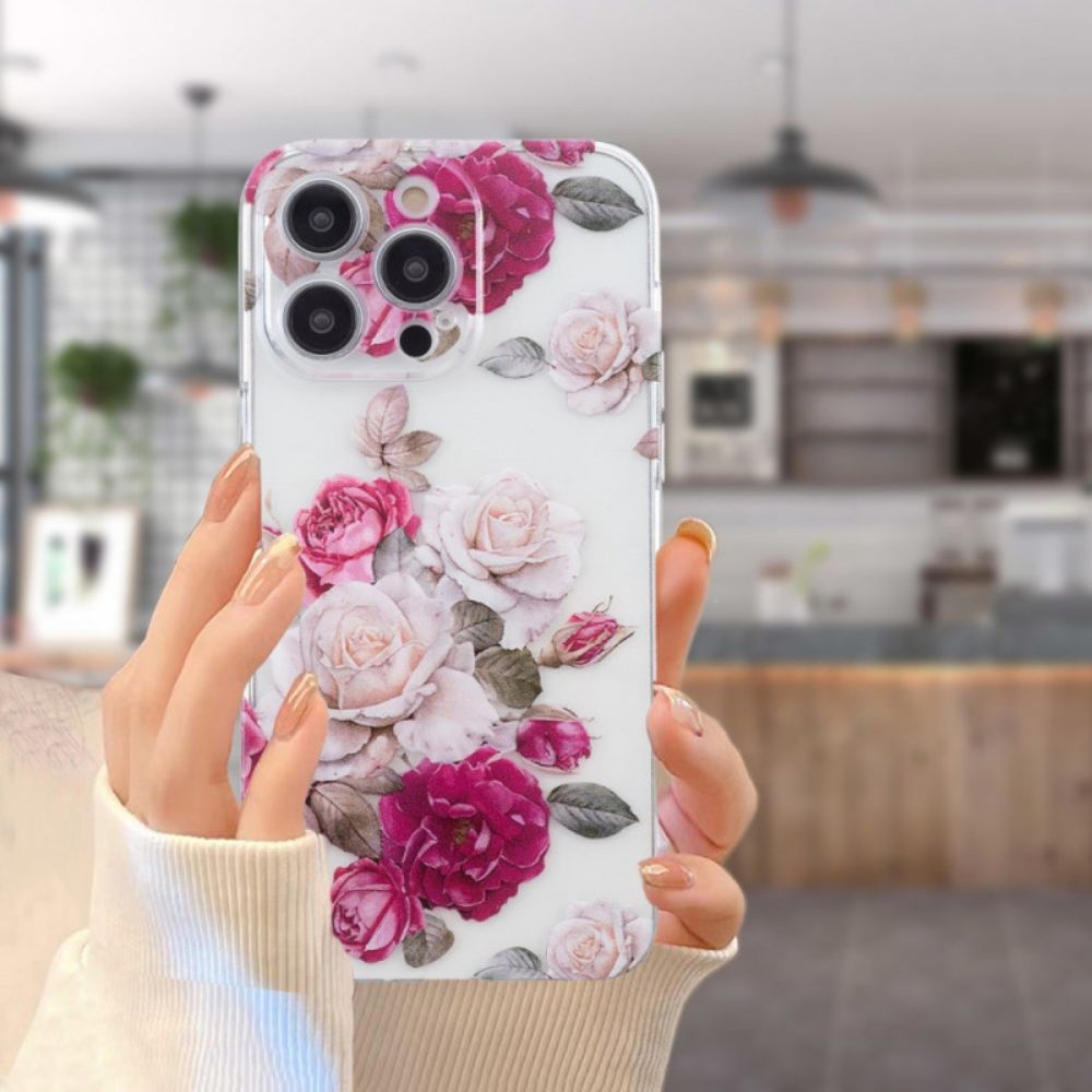Cover Hoesje iPhone 16 Pro Max Telefoonhoesje Kleurrijke Pioenrozen