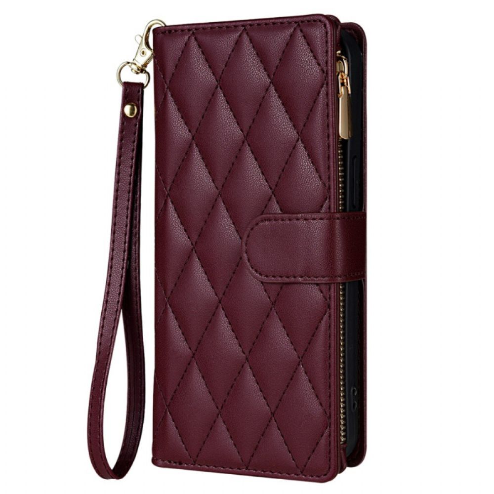 Folio-hoesje iPhone 16 Pro Max Telefoonhoesje Gewatteerd Met Riem En Schouderriem