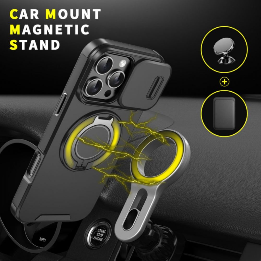 Hoesje iPhone 16 Pro Max Magnetisch Met Lensbescherming En Ringhouder Bescherming Hoesje