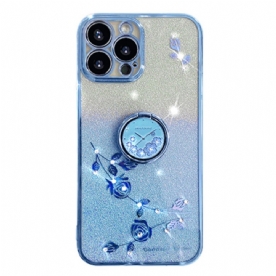 Hoesje iPhone 16 Pro Max Steunring Met Bloem En Strass Kadem