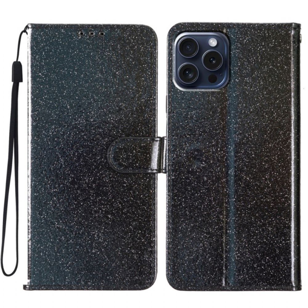 Leren Hoesje Voor iPhone 16 Pro Max Glitters