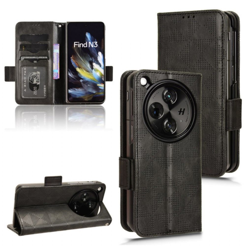 Flip Case Leren Oppo Find N3 Driehoekspatroon