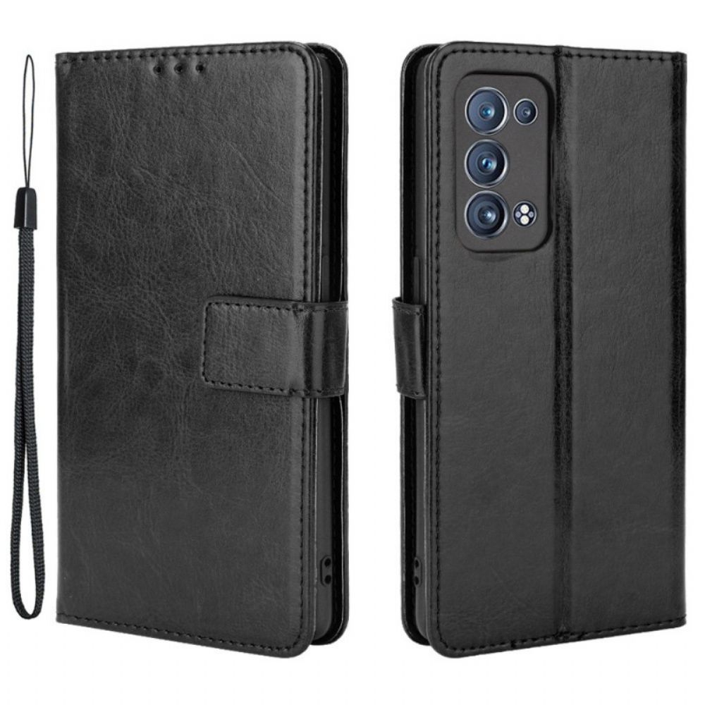 Folio-hoesje voor Oppo Reno 6 Pro 5G Gladde Textuur Riem En Sluiting