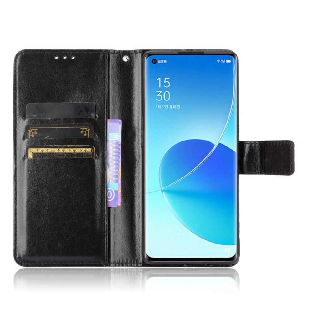 Folio-hoesje voor Oppo Reno 6 Pro 5G Gladde Textuur Riem En Sluiting
