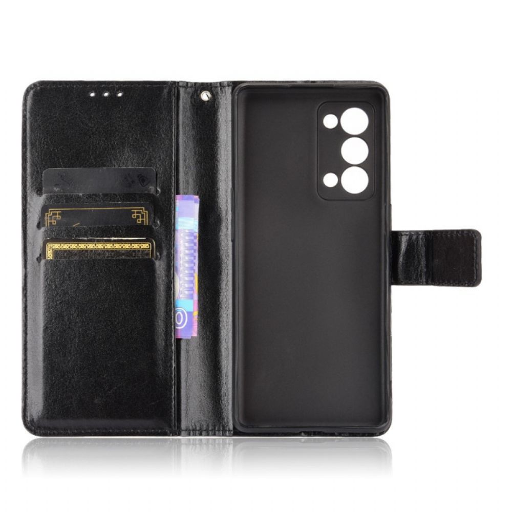 Folio-hoesje voor Oppo Reno 6 Pro 5G Gladde Textuur Riem En Sluiting