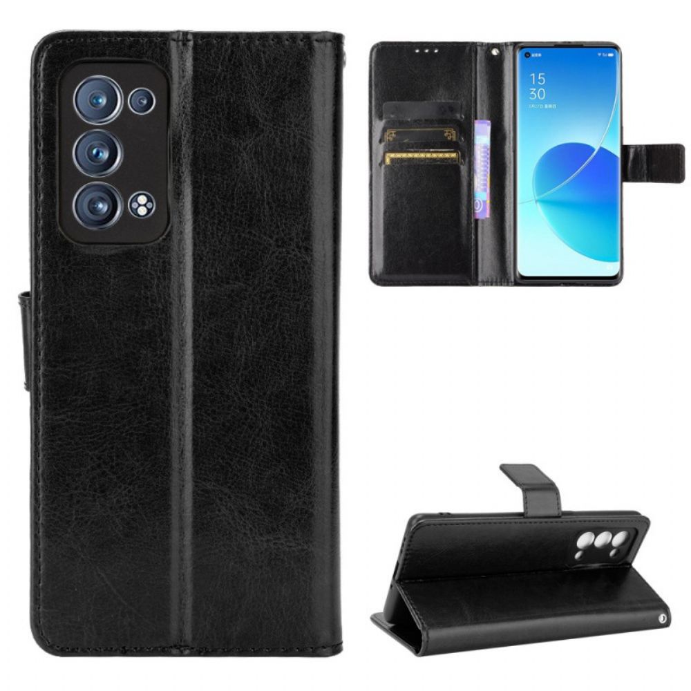 Folio-hoesje voor Oppo Reno 6 Pro 5G Gladde Textuur Riem En Sluiting