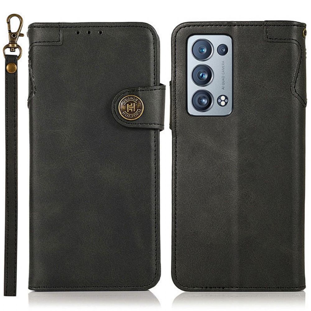Folio-hoesje voor Oppo Reno 6 Pro 5G Khazneh Magnetische Knop