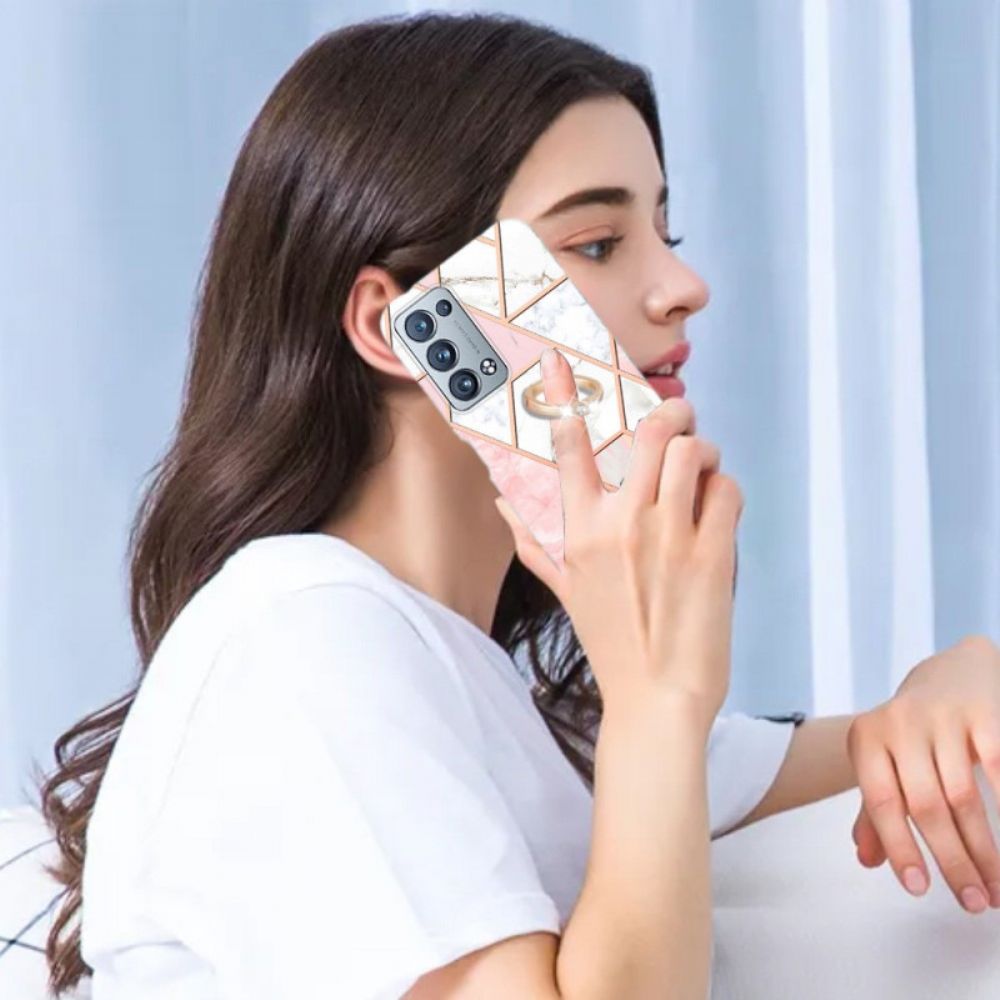 Hoesje voor Oppo Reno 6 Pro 5G Geometrisch Marmeren Ringpatroon