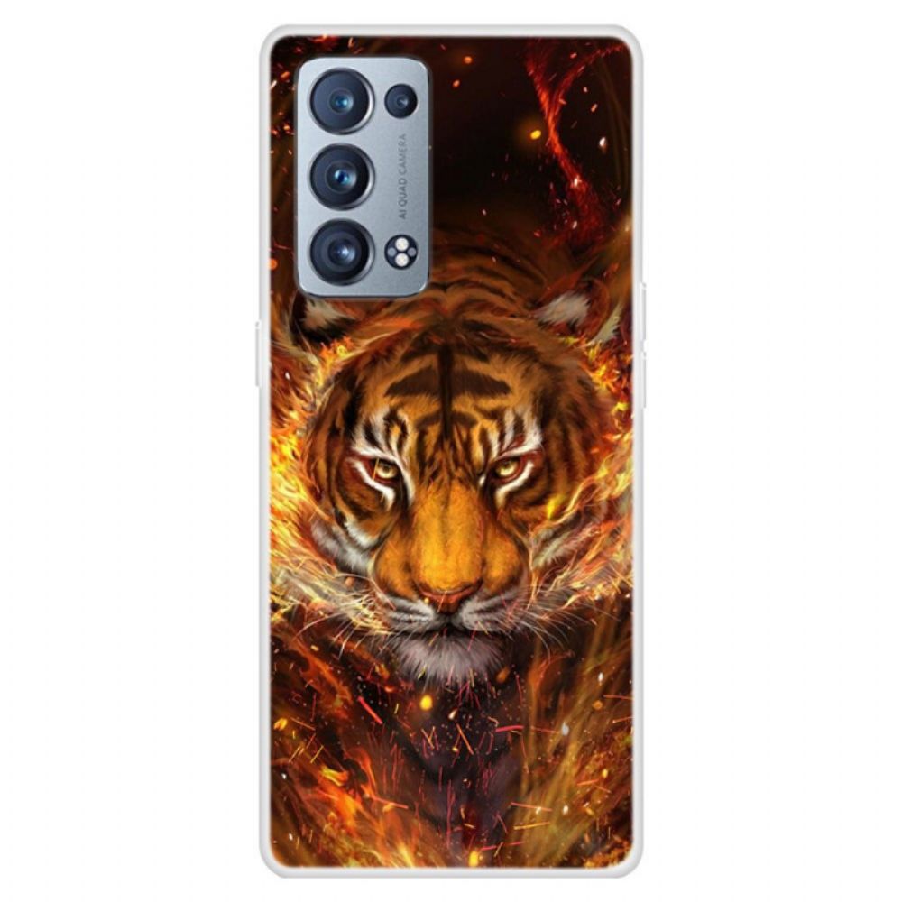 Hoesje voor Oppo Reno 6 Pro 5G Leeuw In Brand