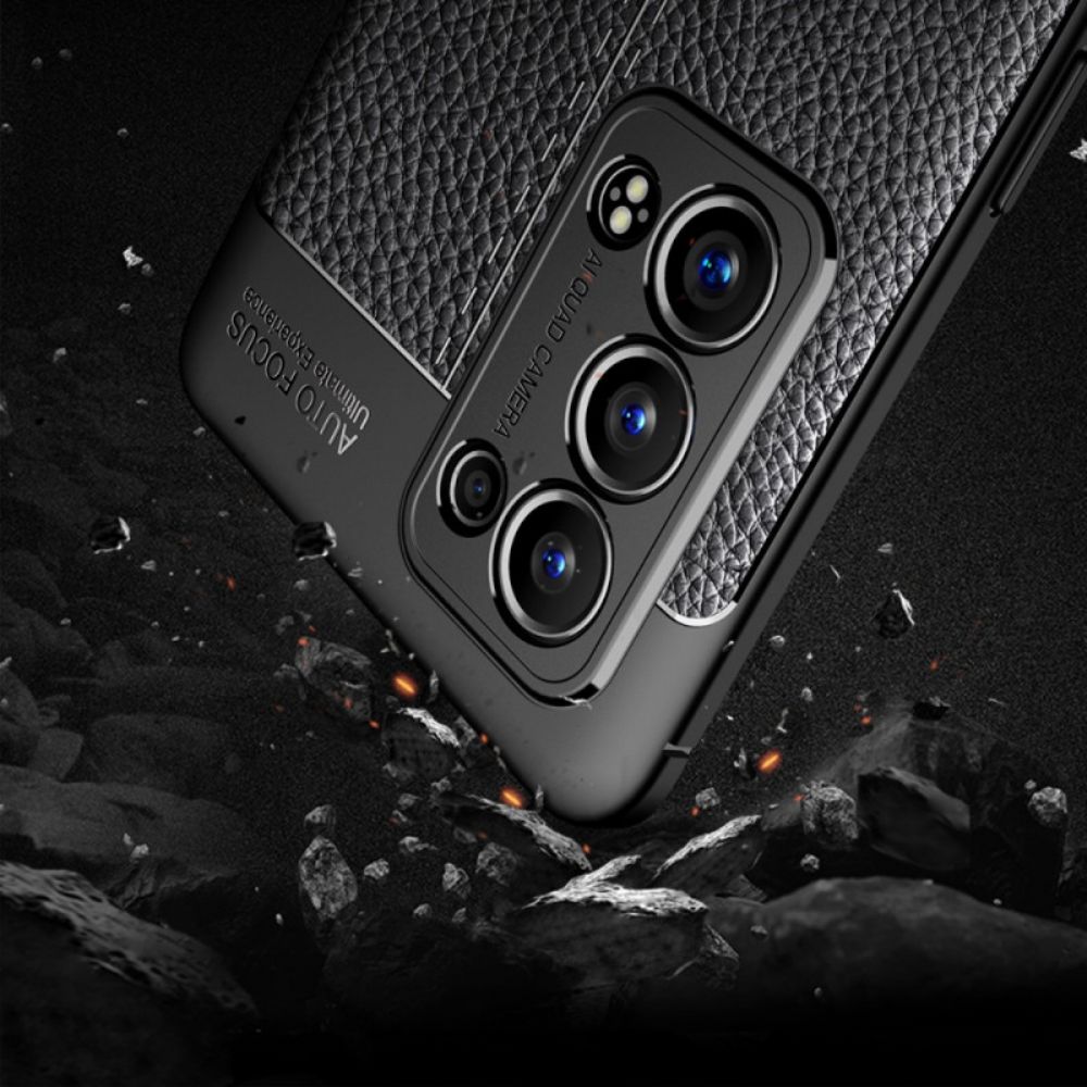 Hoesje voor Oppo Reno 6 Pro 5G Litchi Dubbele Lijn Leer