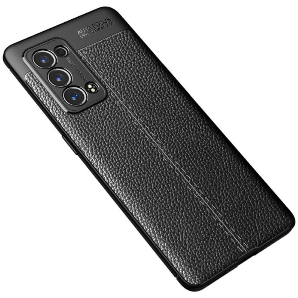Hoesje voor Oppo Reno 6 Pro 5G Litchi Dubbele Lijn Leer