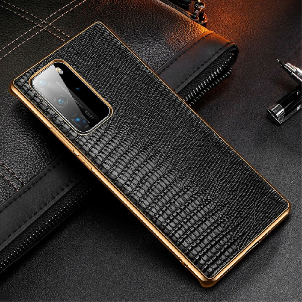 Hoesje voor Huawei P40 Pro Echt Leer Met Hagedistextuur
