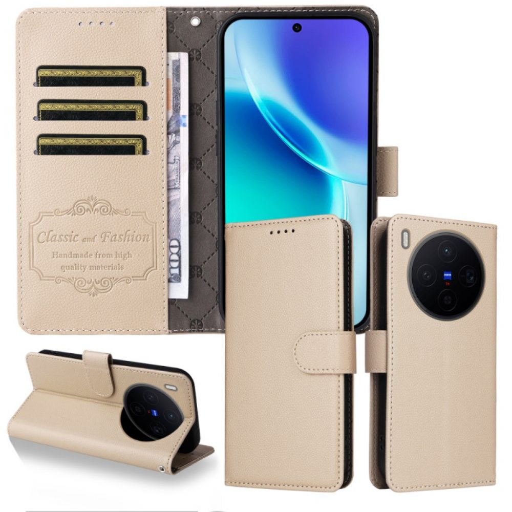 Flip Case Leren Vivo X300 Rfid-blokkering