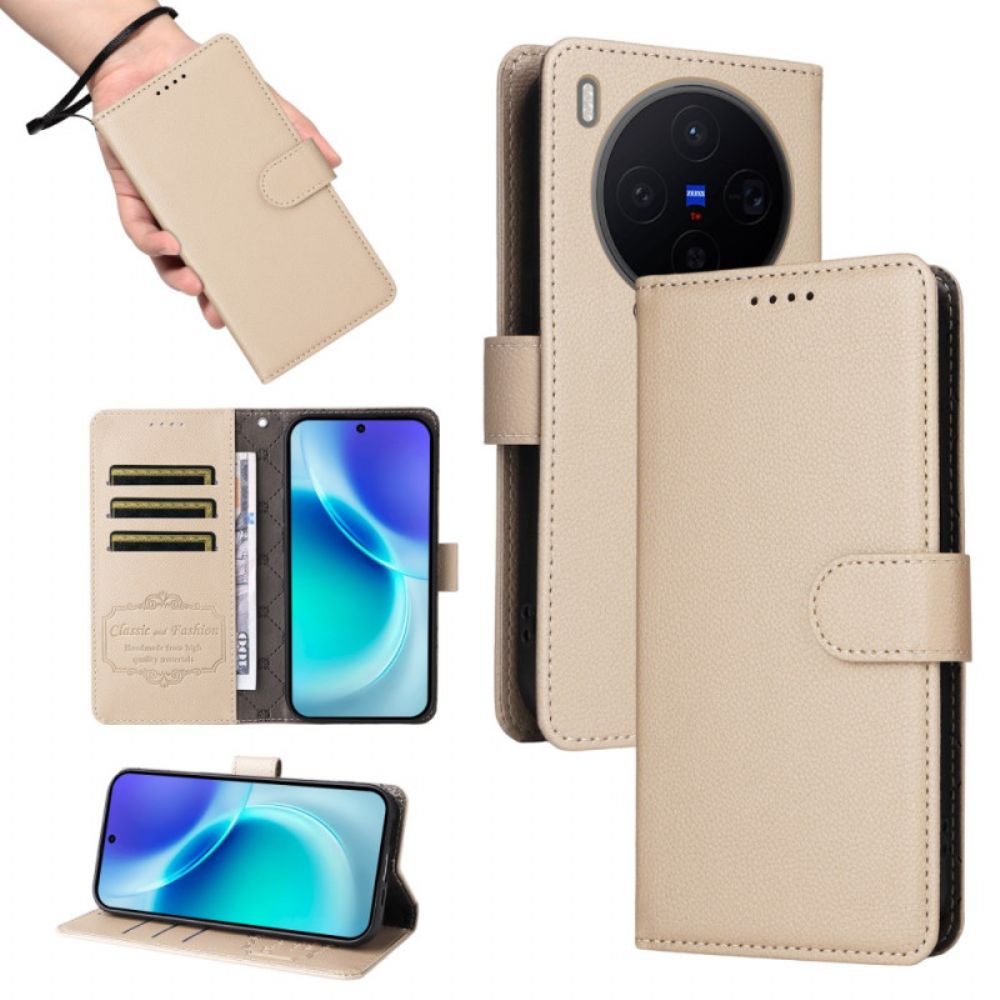 Flip Case Leren Vivo X300 Rfid-blokkering