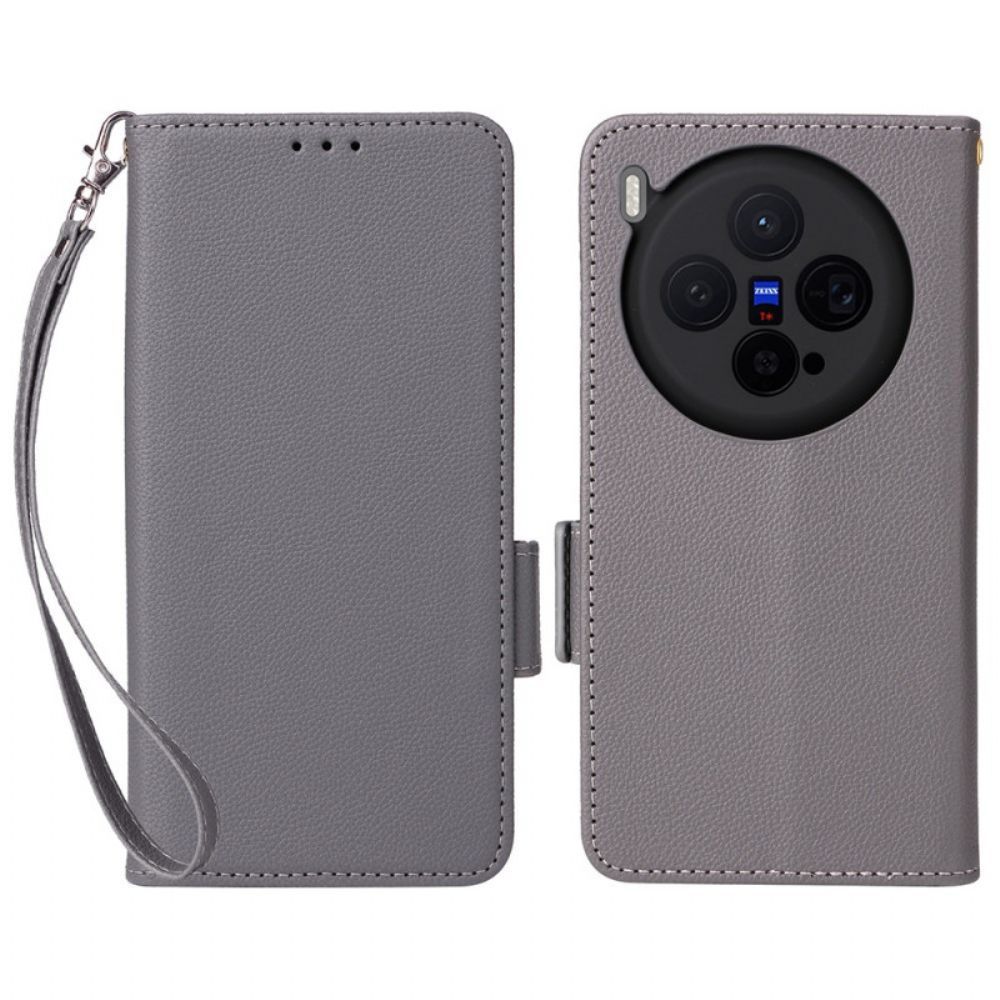 Flip Case Leren Vivo X300 Ringhouder Van Kunstleer