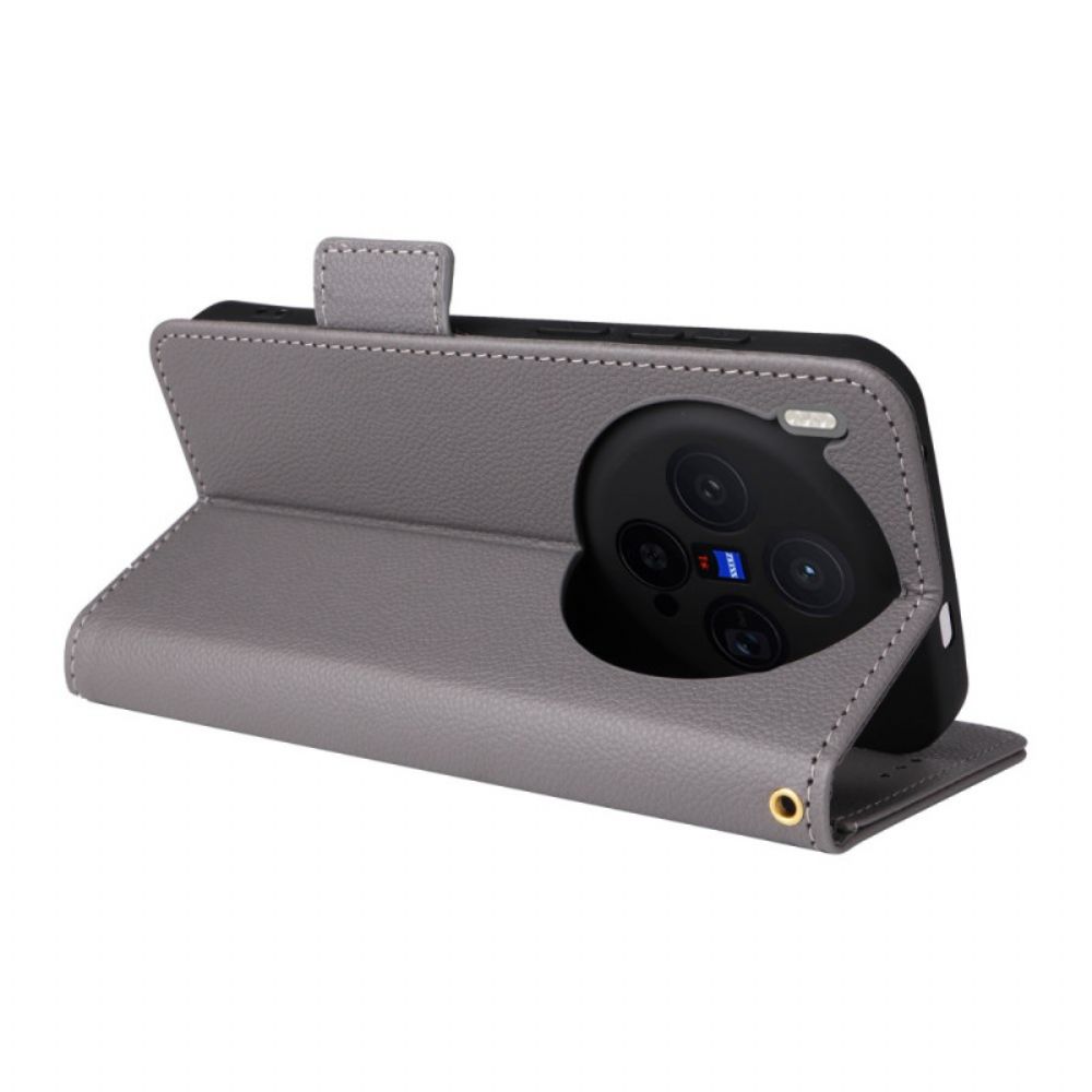 Flip Case Leren Vivo X300 Ringhouder Van Kunstleer