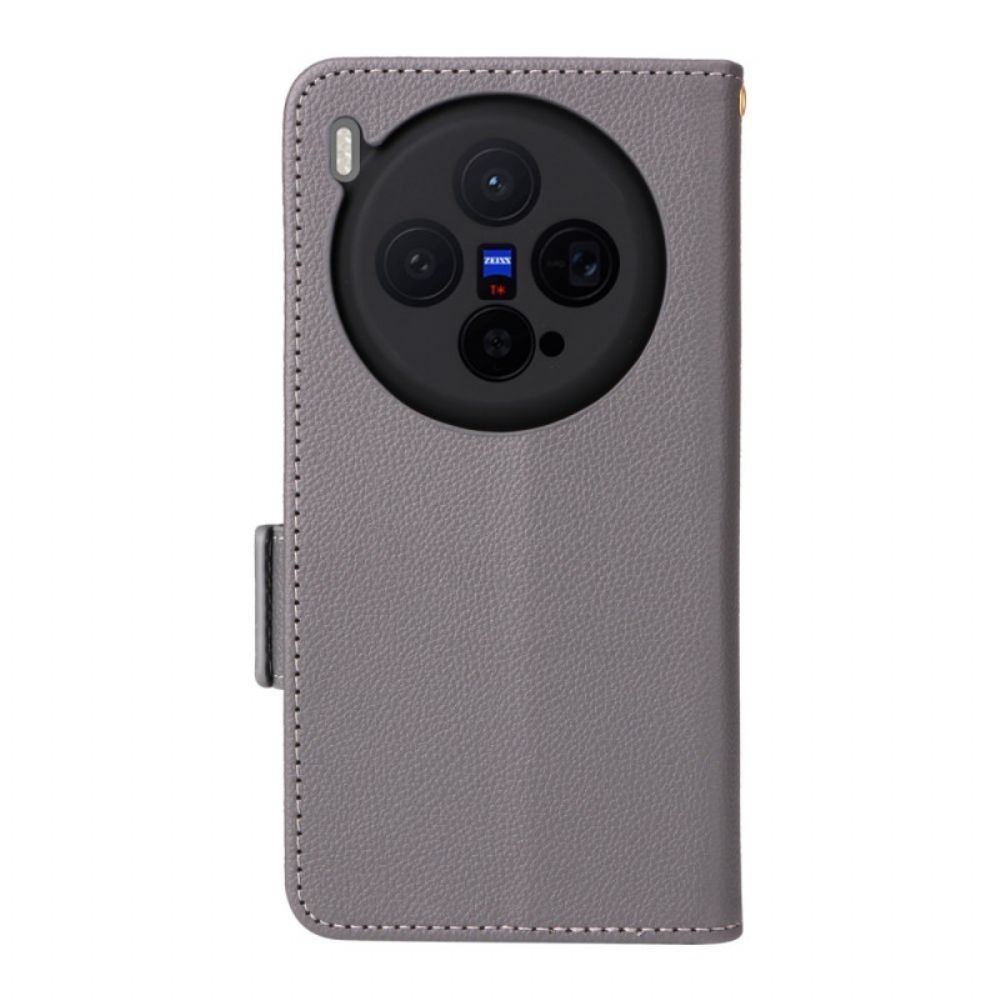 Flip Case Leren Vivo X300 Ringhouder Van Kunstleer