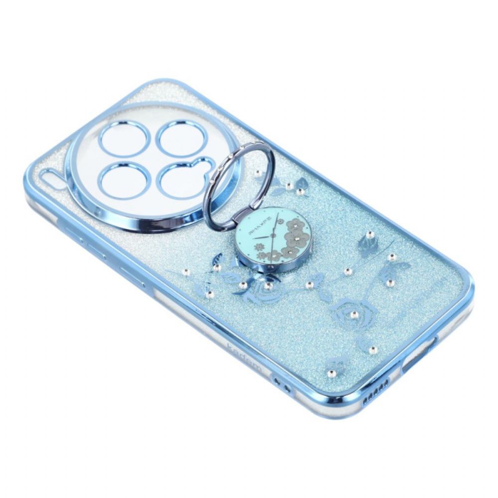 Hoesje Vivo X300 Kadem Ringhouder Met Bloem En Strass Bescherming Hoesje