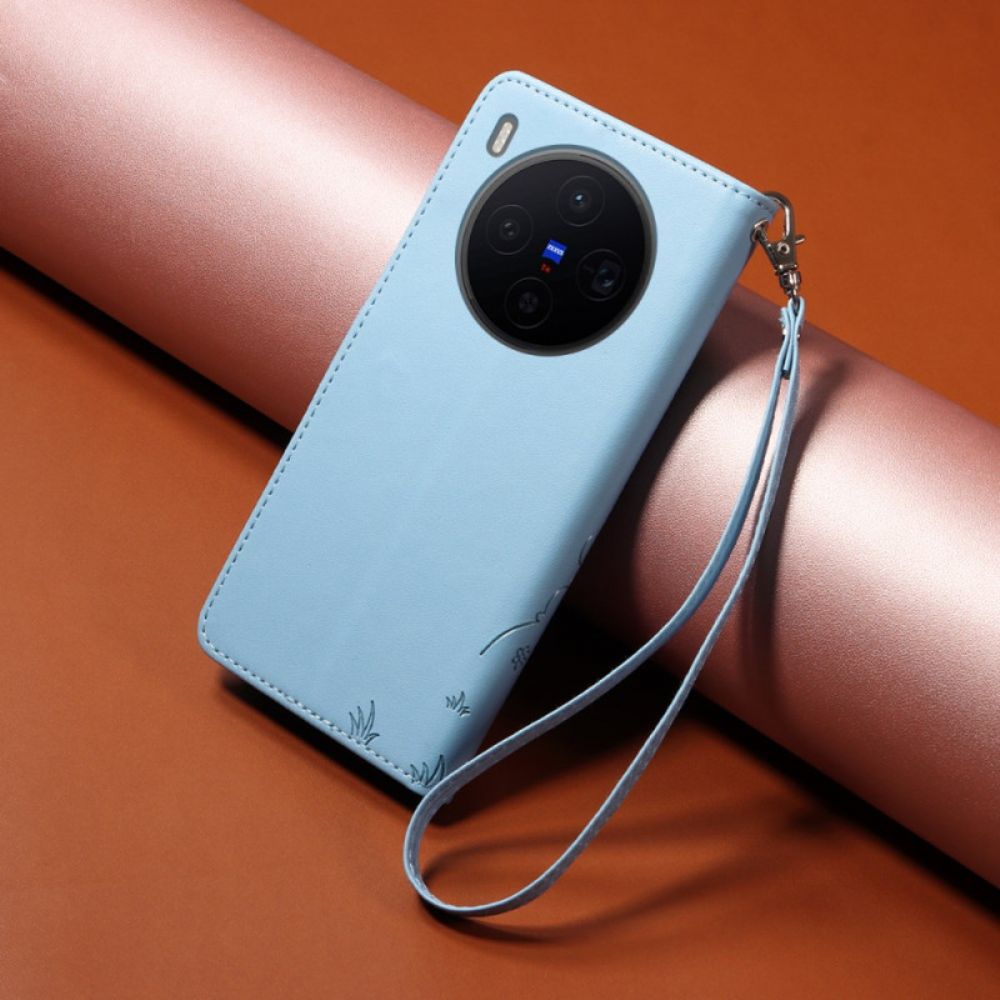 Leren Hoesje Vivo X300 Rfid-bescherming Met Hondengravure