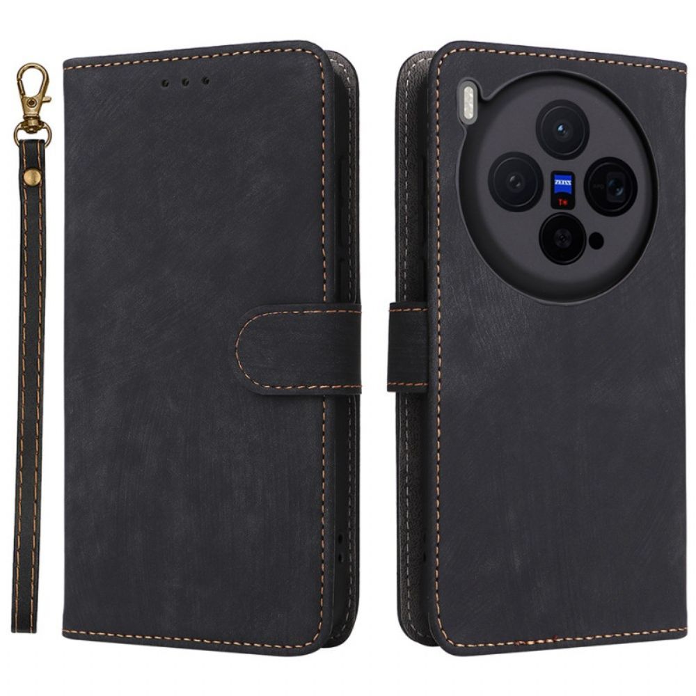 Leren Hoesje Vivo X300 Ringhouder Met Suède-effect Bescherming Hoesje