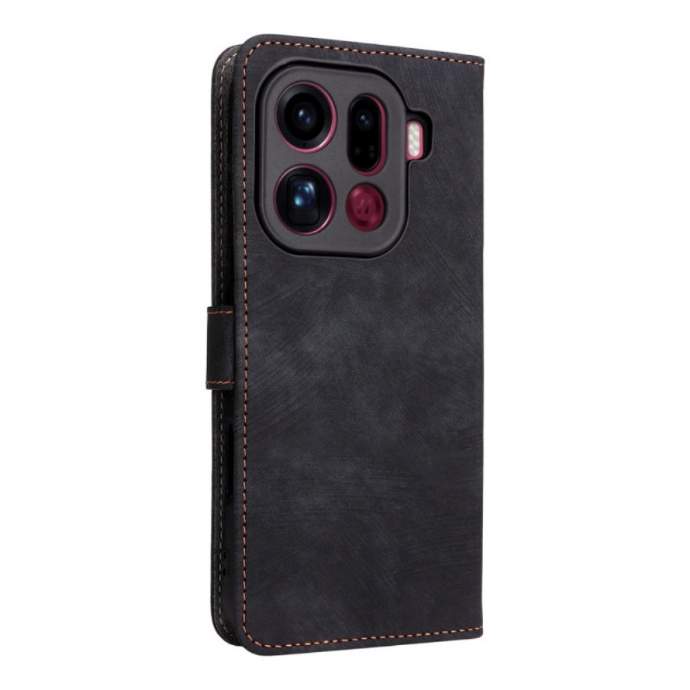 Leren Hoesje Oppo Find X9 Pro 5g Bandjes Met Suède-effect Bescherming Hoesje