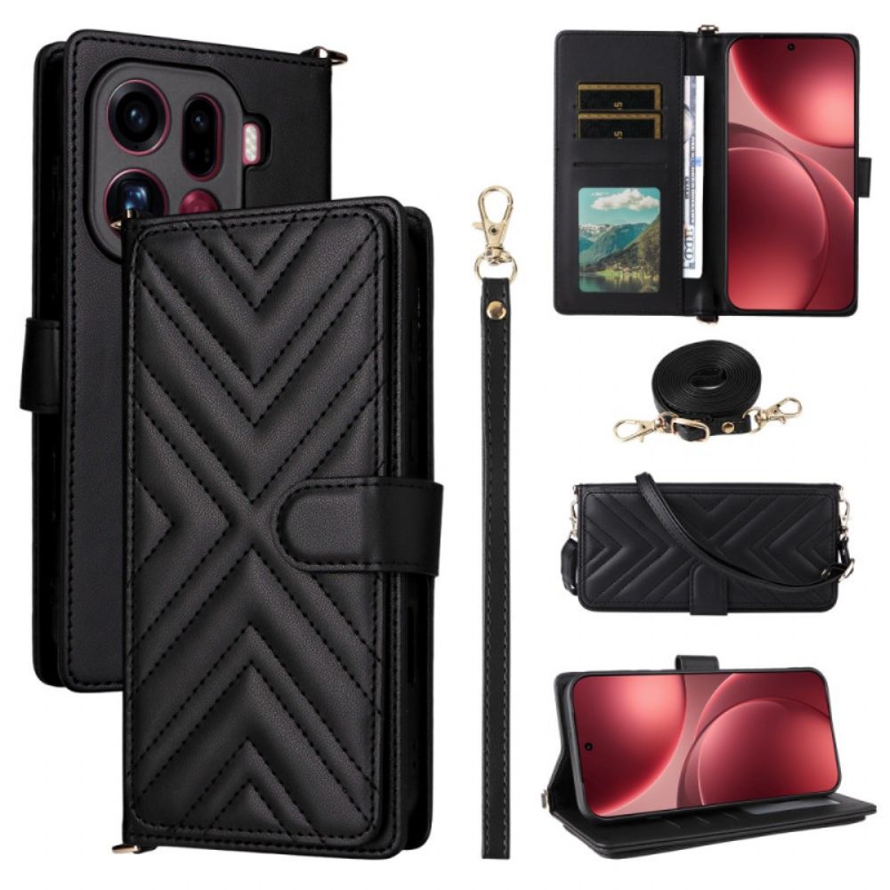 Leren Hoesje Oppo Find X9 Pro 5g Gewatteerd Met Bandjes Bescherming Hoesje