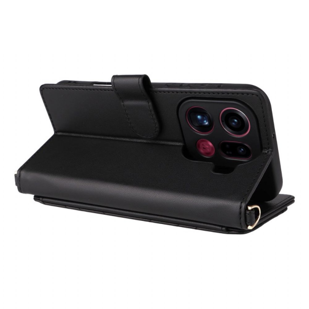 Leren Hoesje Oppo Find X9 Pro 5g Gewatteerd Met Bandjes Bescherming Hoesje