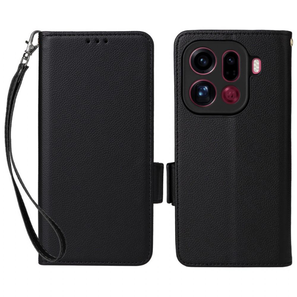 Leren Hoesje Voor Oppo Find X9 Pro 5g Bandjes Van Kunstleer