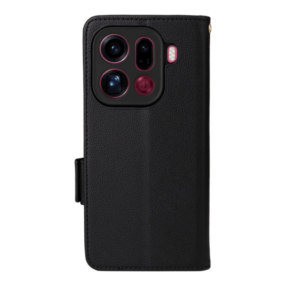 Leren Hoesje Voor Oppo Find X9 Pro 5g Bandjes Van Kunstleer