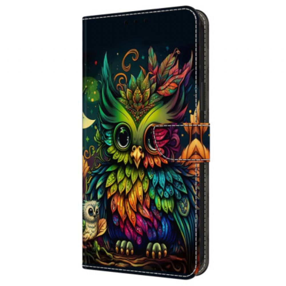 Folio-hoesje Samsung Galaxy A16 5g Telefoonhoesje Kleurrijke Uil
