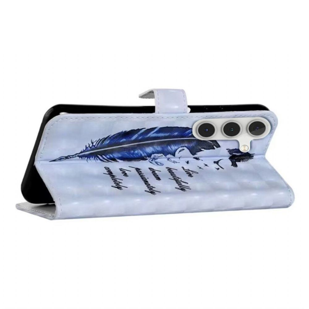 Leren Hoesje Samsung Galaxy A16 5g Blauwe Veer