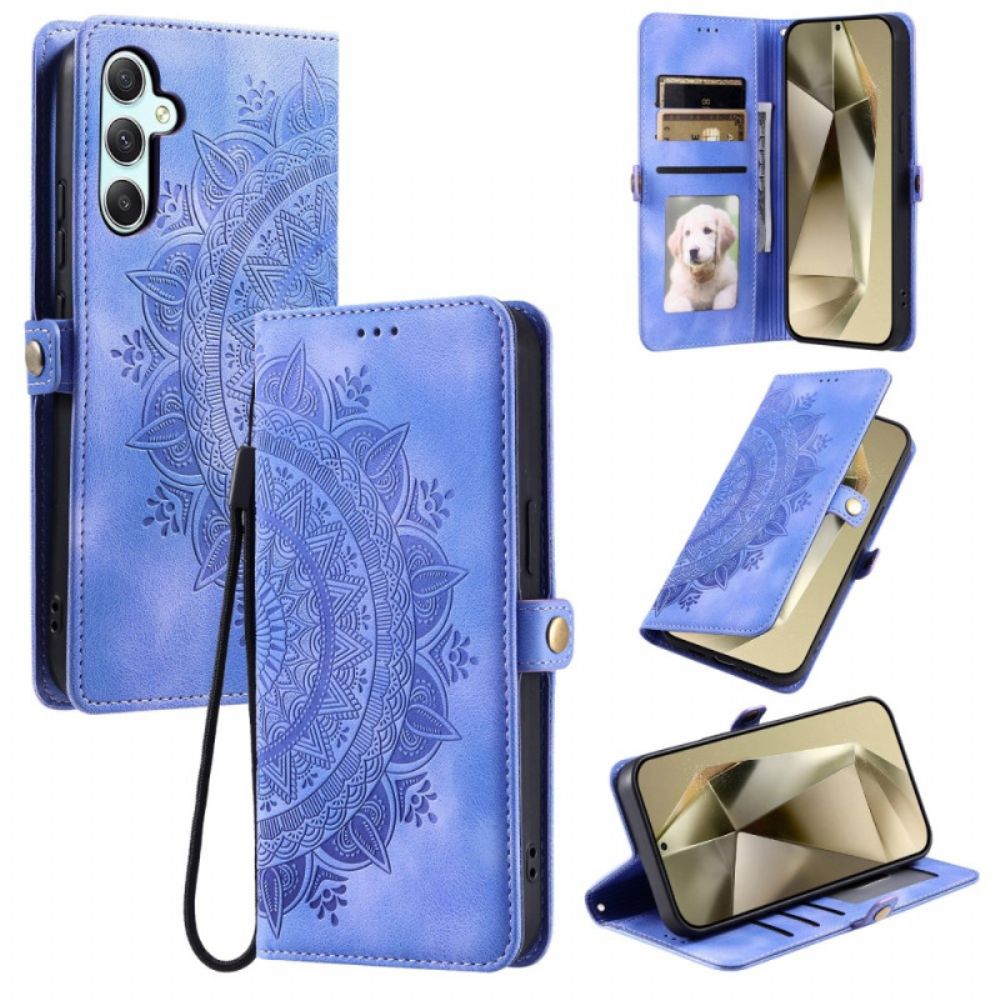 Leren Hoesje Samsung Galaxy A16 5g Mandala Met Suède-effect En Riempje