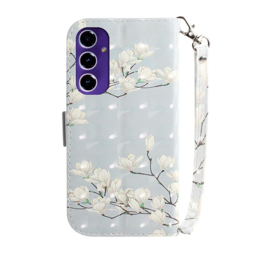 Leren Hoesje Voor Samsung Galaxy A16 5g Lanière Magnolia's