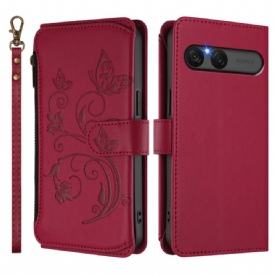 Bescherming Hoesje Sony Xperia 10 Vii Rfid-portemonnee Met Bloemenprint