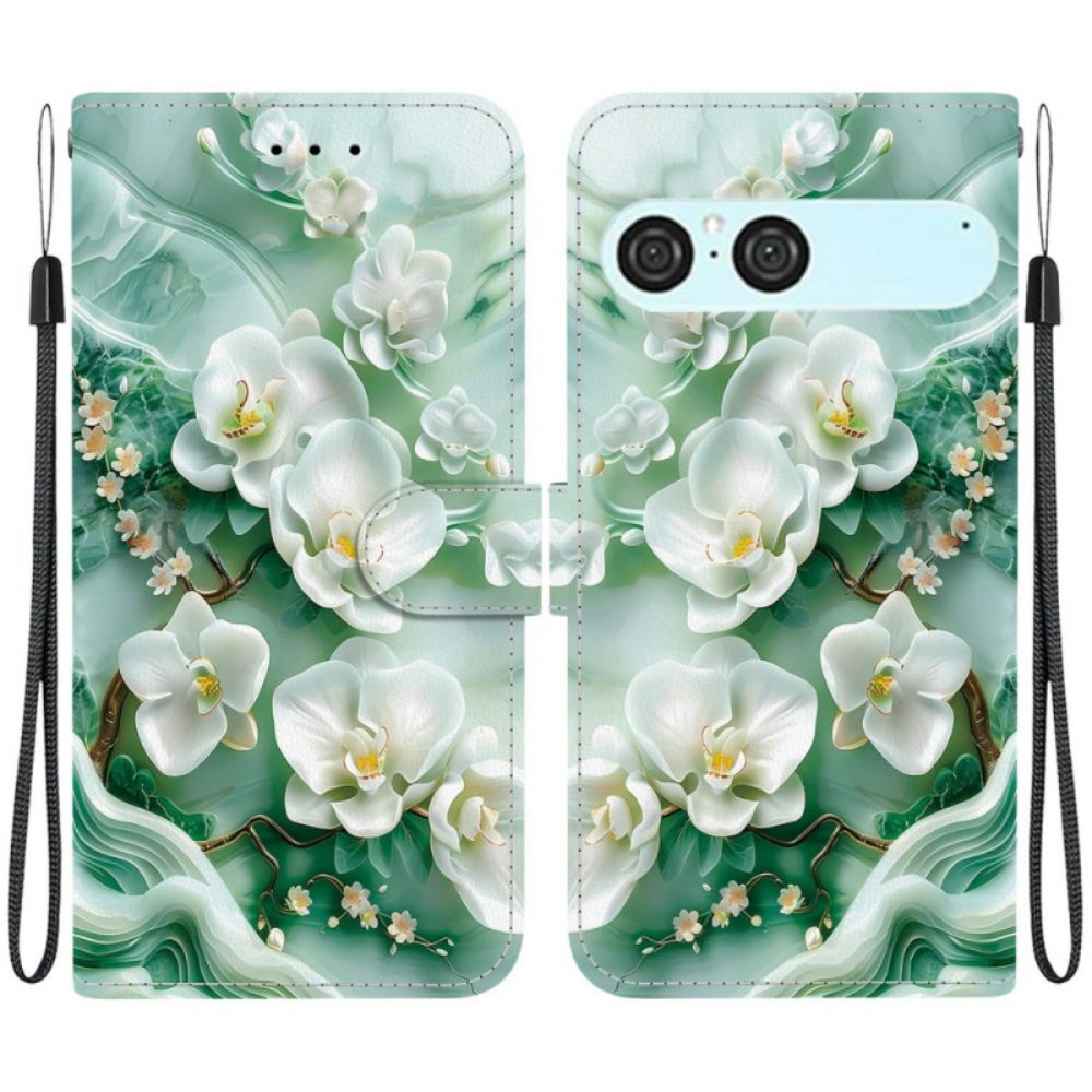Bescherming Hoesje Sony Xperia 10 Vii Wit Bloemenpatroon