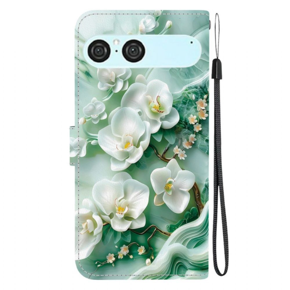 Bescherming Hoesje Sony Xperia 10 Vii Wit Bloemenpatroon