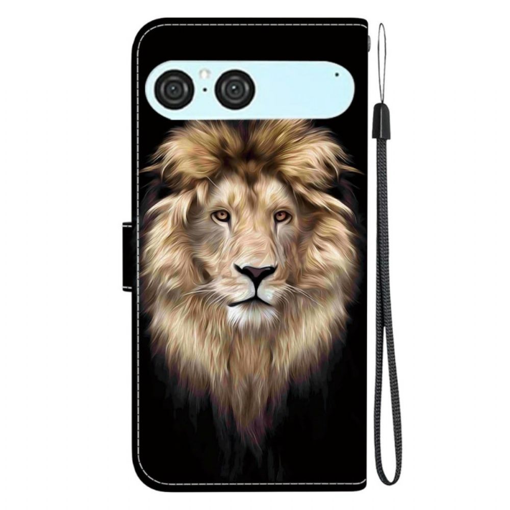 Flip Case Leren Sony Xperia 10 Vii Leeuw
