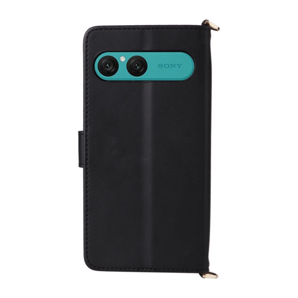 Folio-hoesje Sony Xperia 10 Vii Gewatteerd Met Riempje En Polsbandje