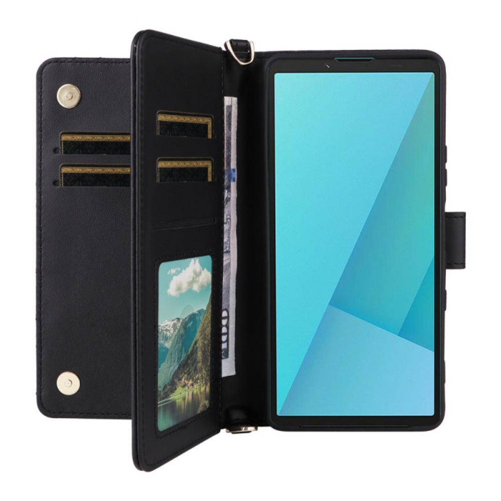 Folio-hoesje Sony Xperia 10 Vii Gewatteerd Met Riempje En Polsbandje