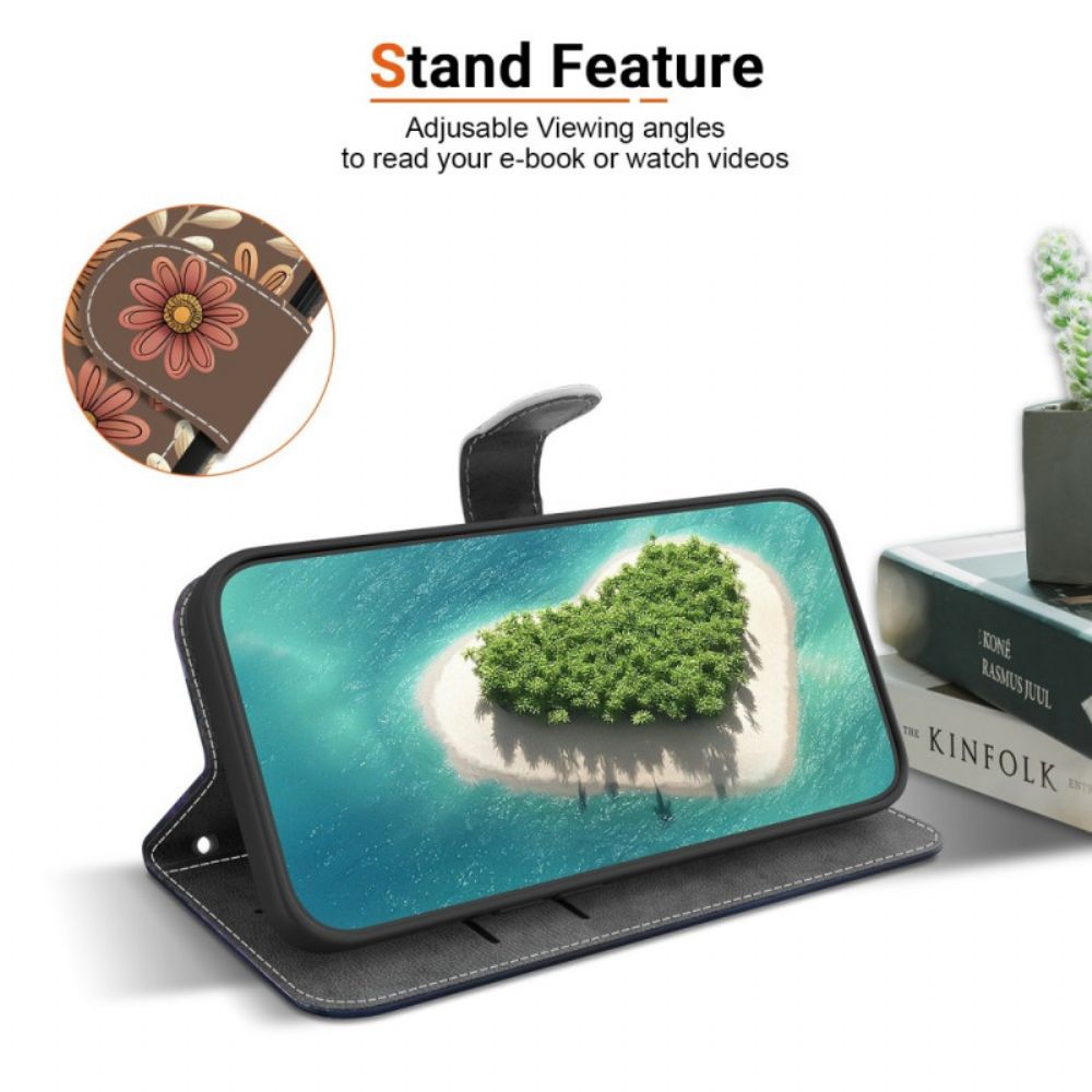 Folio-hoesje Sony Xperia 10 Vii Telefoonhoesje Bloemenpatroon