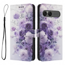 Folio-hoesje Sony Xperia 10 Vii Telefoonhoesje Paarse Rozen